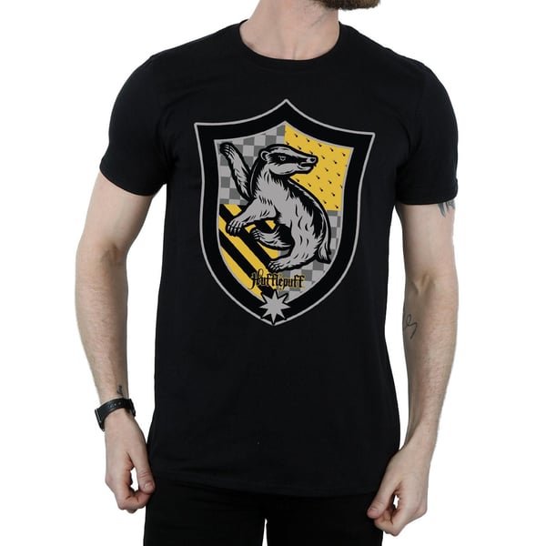 Harry Potter Mens Hufflepuff Crest Flat T-Shirt