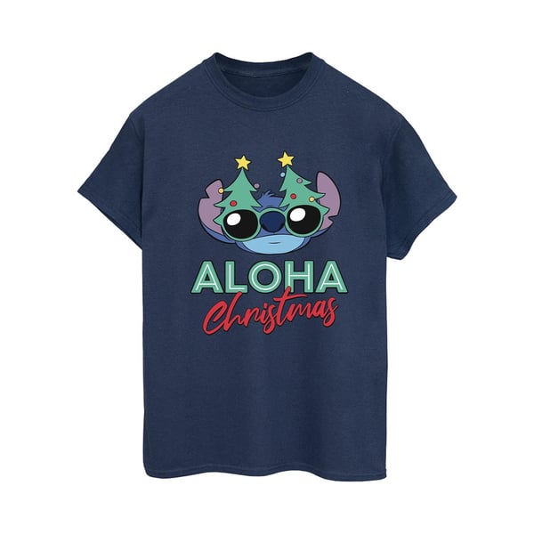 Disney Womens/Ladies Lilo And Stitch Christmas Tree Shades Cotton Boyfriend T-Shirt
