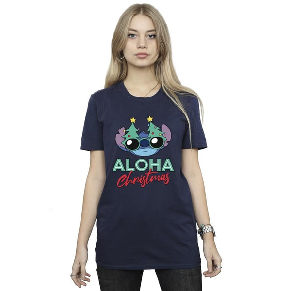 Disney Womens/Ladies Lilo And Stitch Christmas Tree Shades Cotton Boyfriend T-Shirt