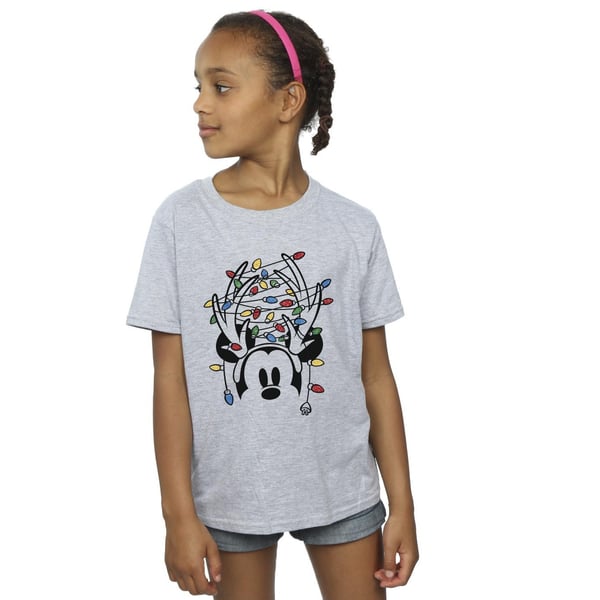 Disney Girls Mickey Mouse Christmas Head Lights Cotton T-Shirt