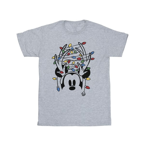 Disney Girls Mickey Mouse Christmas Head Lights Cotton T-Shirt