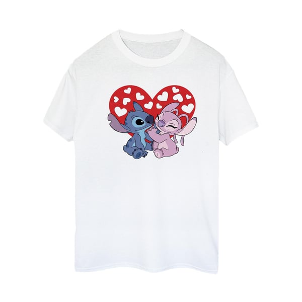 Disney Womens/Ladies Lilo & Stitch Hearts Cotton Boyfriend T-Shirt