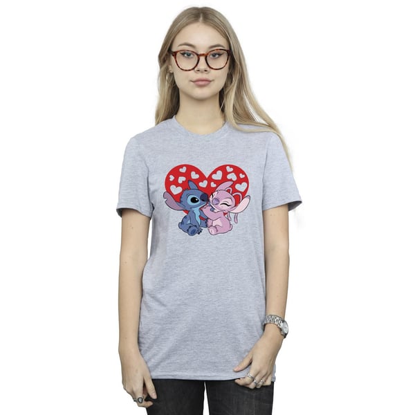 Disney Womens/Ladies Lilo & Stitch Hearts Cotton Boyfriend T-Shirt