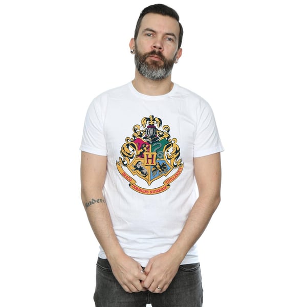 Harry Potter Mens Hogwarts Crest Gold Ink T-Shirt