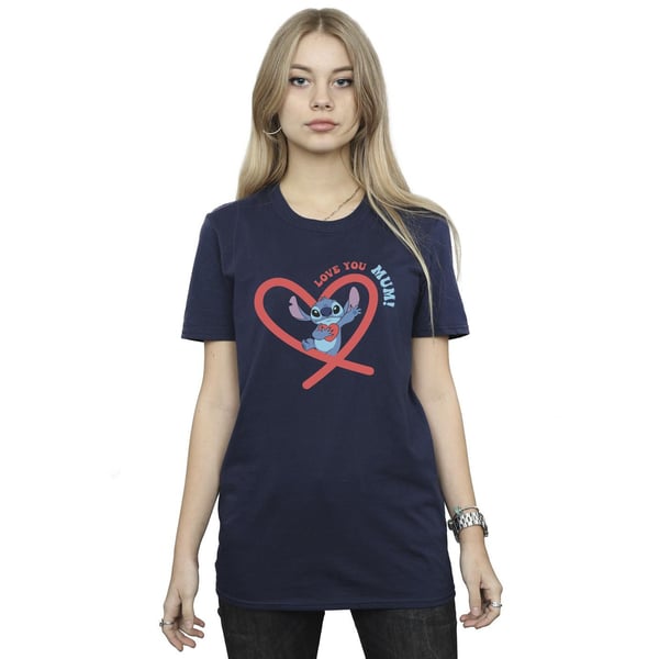 Disney Womens/Ladies Lilo & Stitch Love You Mum Cotton Boyfriend T-Shirt