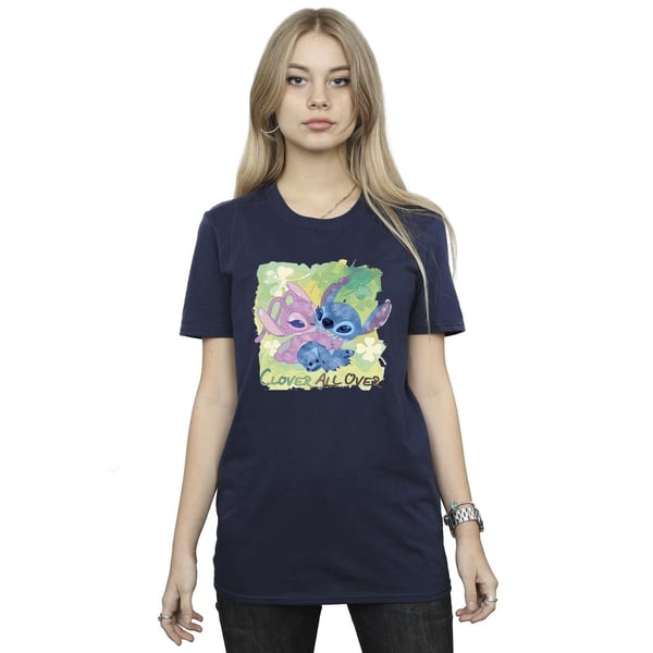 Disney Womens/Ladies Lilo And Stitch St Patrick´s Day Clover Cotton Boyfriend T-Shirt