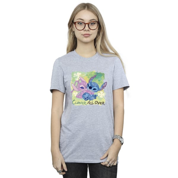 Disney Womens/Ladies Lilo And Stitch St Patrick´s Day Clover Cotton Boyfriend T-Shirt
