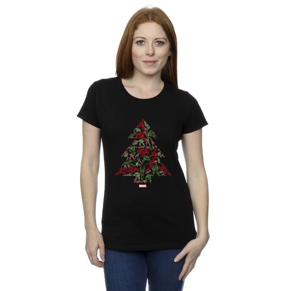 Marvel Womens/Ladies Avengers Christmas Tree Cotton T-Shirt