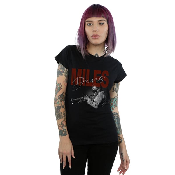 Miles Davis Womens/Ladies Distressed Photo Cotton T-Shirt