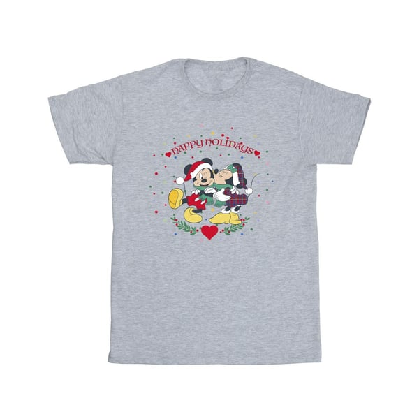 Disney Girls Mickey Mouse Mickey Minnie Christmas Cotton T-Shirt