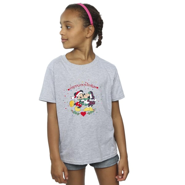 Disney Girls Mickey Mouse Mickey Minnie Christmas Cotton T-Shirt