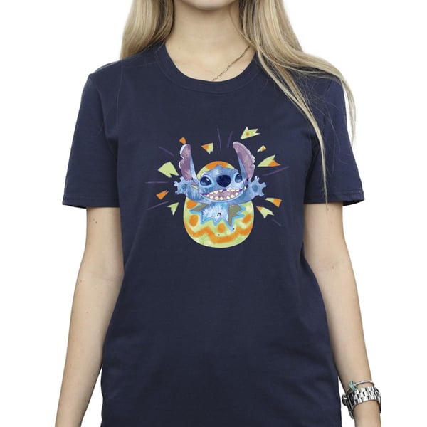 Disney Womens/Ladies Lilo & Stitch Cracking Egg Cotton Boyfriend T-Shirt