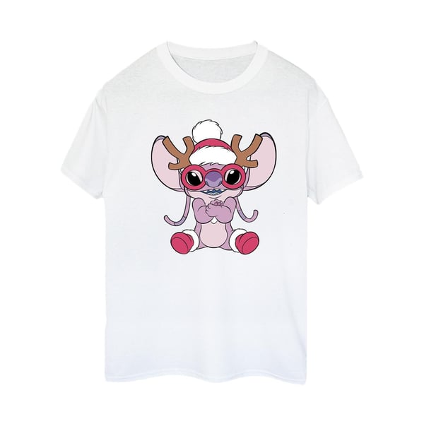 Disney Womens/Ladies Lilo & Stitch Angel Reindeer Cotton Boyfriend T-Shirt