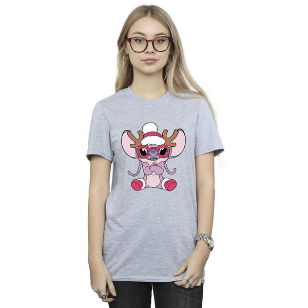 Disney Womens/Ladies Lilo & Stitch Angel Reindeer Cotton Boyfriend T-Shirt