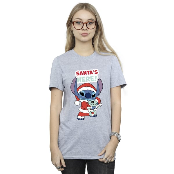 Disney Womens/Ladies Lilo & Stitch Santa´s Here Cotton Boyfriend T-Shirt