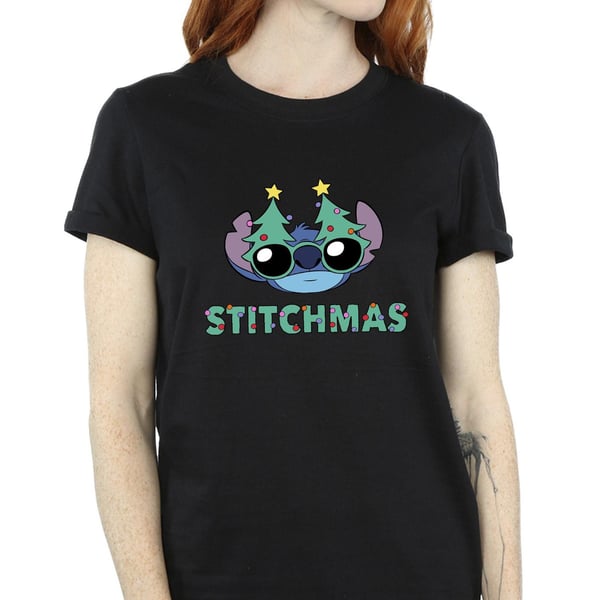 Disney Womens/Ladies Lilo & Stitch Stitchmas Glasses Cotton Boyfriend T-Shirt