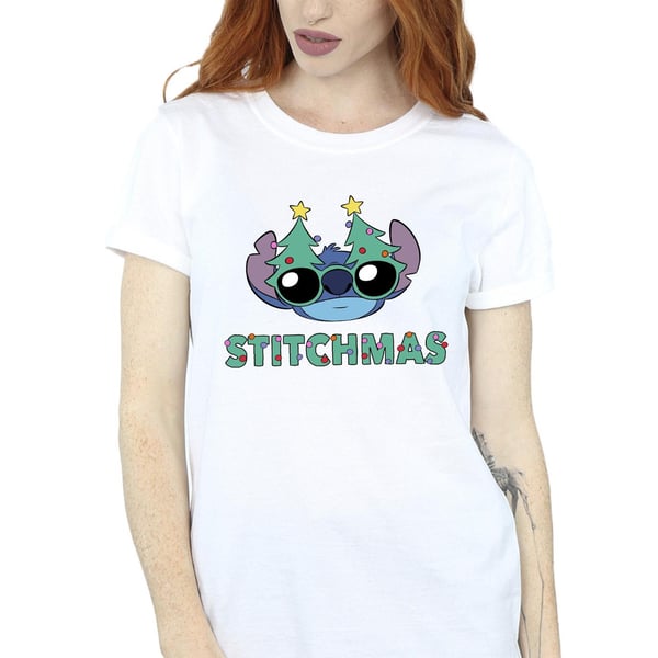 Disney Womens/Ladies Lilo & Stitch Stitchmas Glasses Cotton Boyfriend T-Shirt