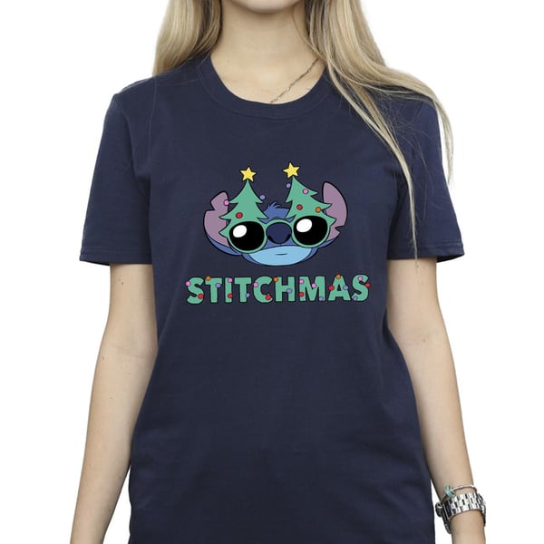 Disney Womens/Ladies Lilo & Stitch Stitchmas Glasses Cotton Boyfriend T-Shirt