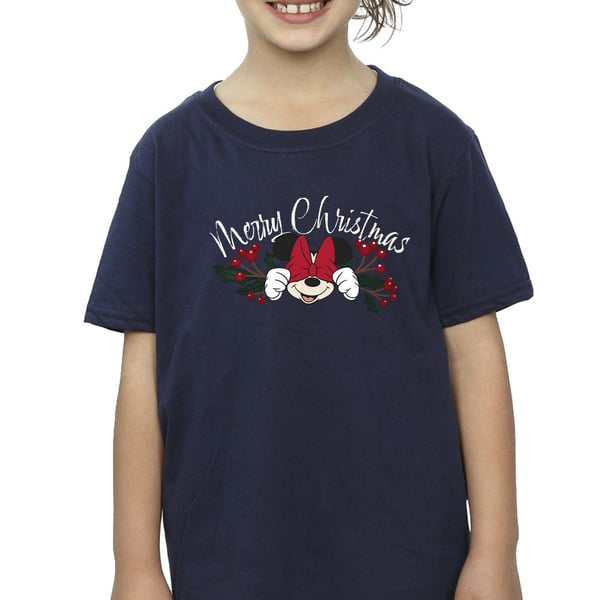Disney Girls Minnie Mouse Christmas Holly Cotton T-Shirt