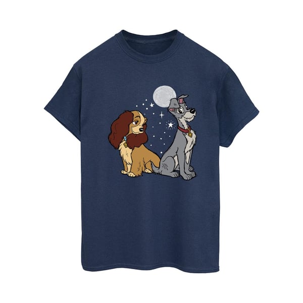 Disney Womens/Ladies Lady And The Tramp Moon Cotton Boyfriend T-Shirt