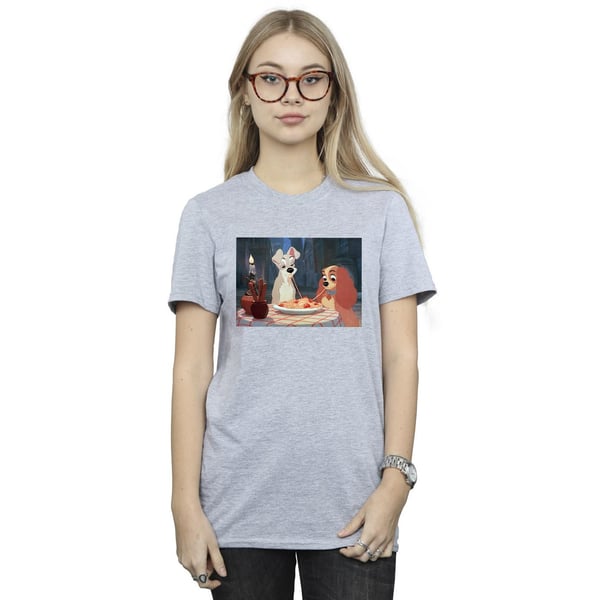 Disney Womens/Ladies Lady And The Tramp Spaghetti Photo Cotton Boyfriend T-Shirt