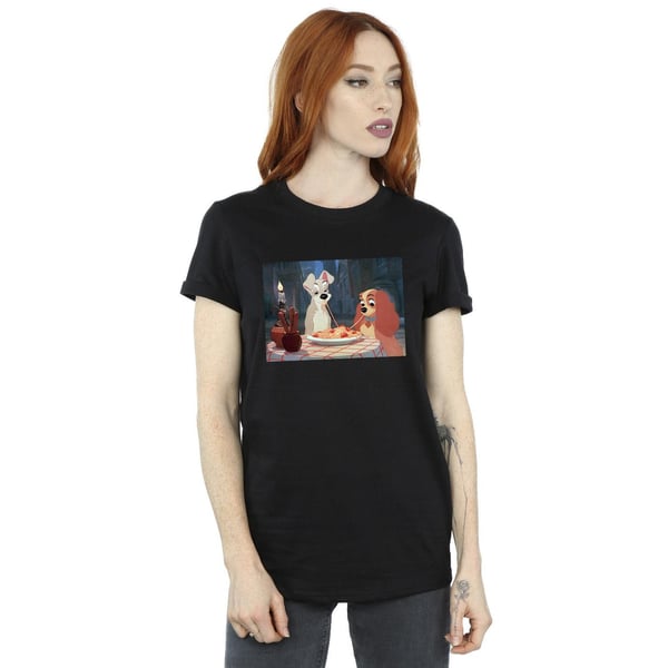 Disney Womens/Ladies Lady And The Tramp Spaghetti Photo Cotton Boyfriend T-Shirt