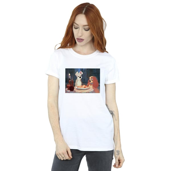 Disney Womens/Ladies Lady And The Tramp Spaghetti Photo Cotton Boyfriend T-Shirt