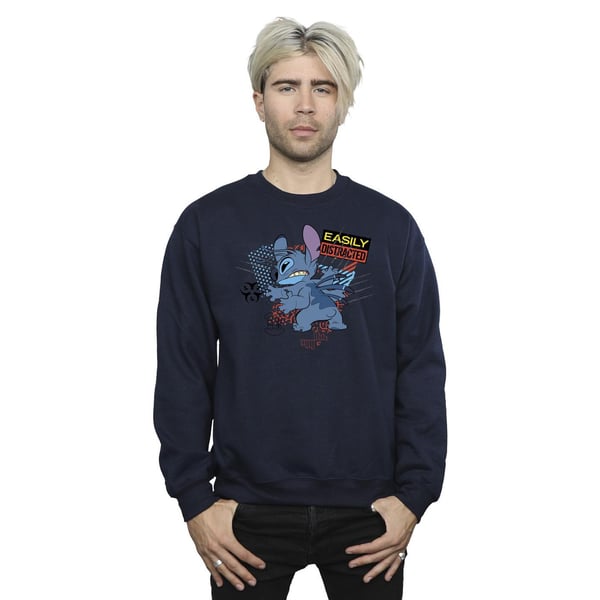 Disney Mens Lilo And Stitch Easily Distracted Sweatshirt