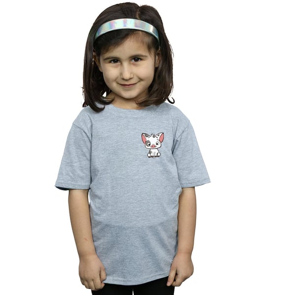 Disney Girls Moana Pua The Pig Breast Print Cotton T-Shirt