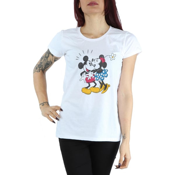Disney Womens/Ladies Mickey And Minnie Kiss Cotton T-Shirt