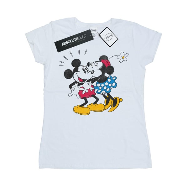 Disney naisten/naisten Mikki ja Minni suutelevat puuvillainen T-paita