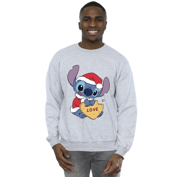 Disney Mens Lilo And Stitch Christmas Love Biscuit Sweatshirt