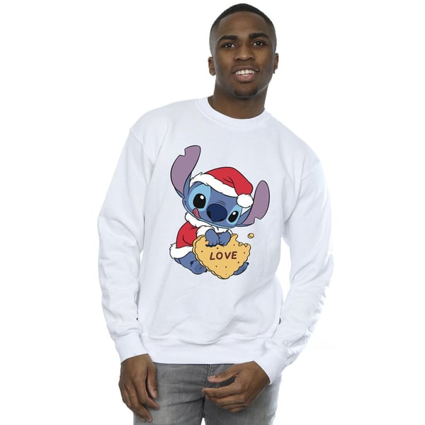 Disney Mens Lilo And Stitch Christmas Love Biscuit Sweatshirt