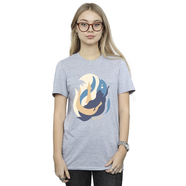 Disney Womens/Ladies The Little Mermaid Colour Silhouettes Cotton Boyfriend T-Shirt