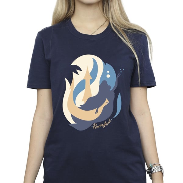Disney Womens/Ladies The Little Mermaid Colour Silhouettes Cotton Boyfriend T-Shirt