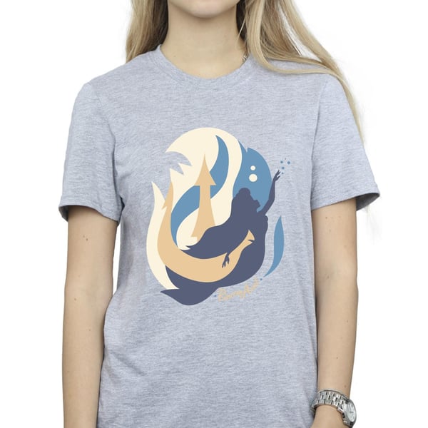 Disney Womens/Ladies The Little Mermaid Colour Silhouettes Cotton Boyfriend T-Shirt
