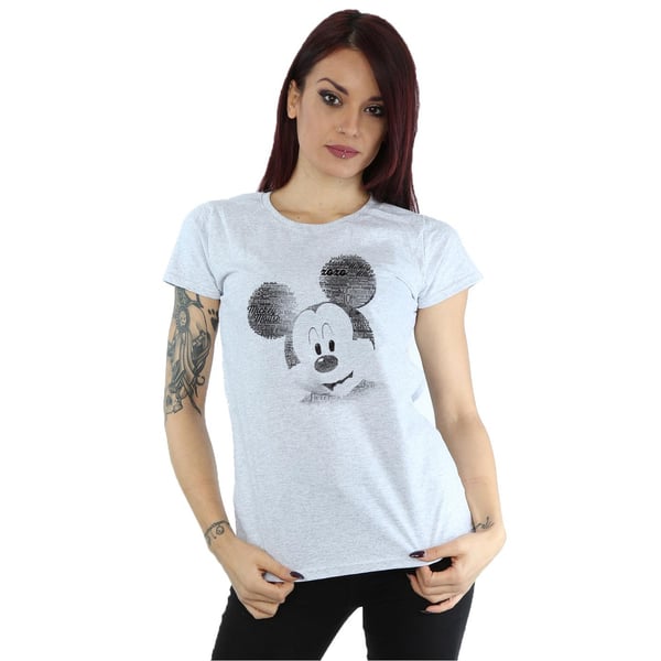 Disney Womens/Ladies Mickey Mouse Text Face Cotton T-Shirt