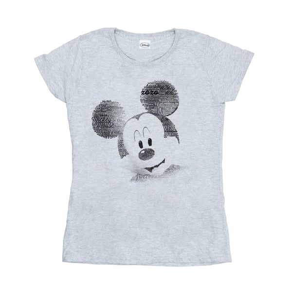 Disney Womens/Ladies Mickey Mouse Text Face Cotton T-Shirt