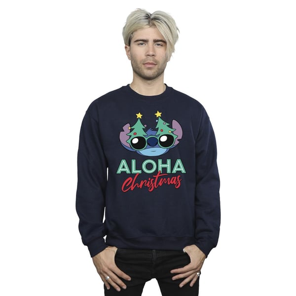 Disney Mens Lilo And Stitch Christmas Tree Shades Sweatshirt