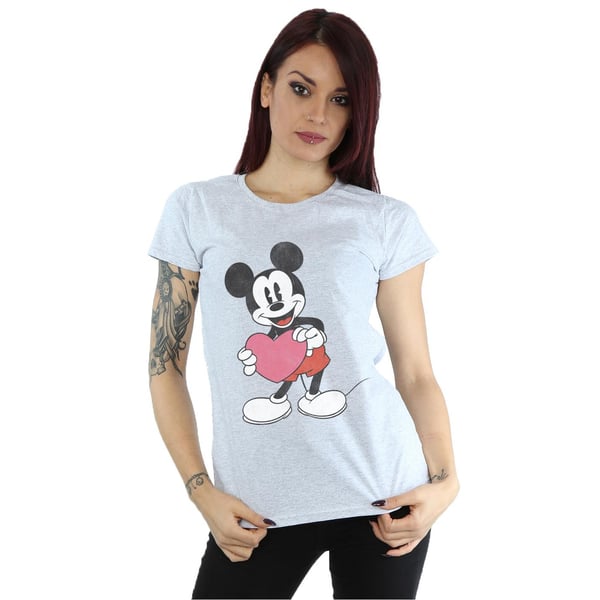 Disney Womens/Ladies Mickey Mouse Valentine Heart Cotton T-Shirt