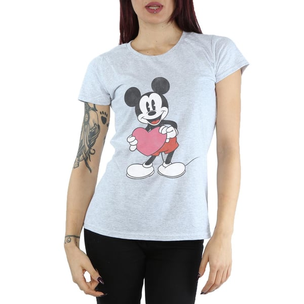Disney Womens/Ladies Mickey Mouse Valentine Heart Cotton T-Shirt
