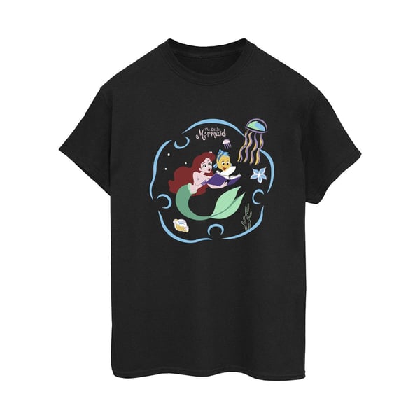 Disney Womens/Ladies The Little Mermaid Reading A Book Cotton Boyfriend T-Shirt
