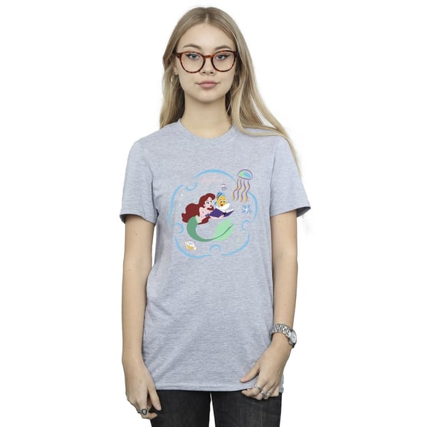 Disney Womens/Ladies The Little Mermaid Reading A Book Cotton Boyfriend T-Shirt