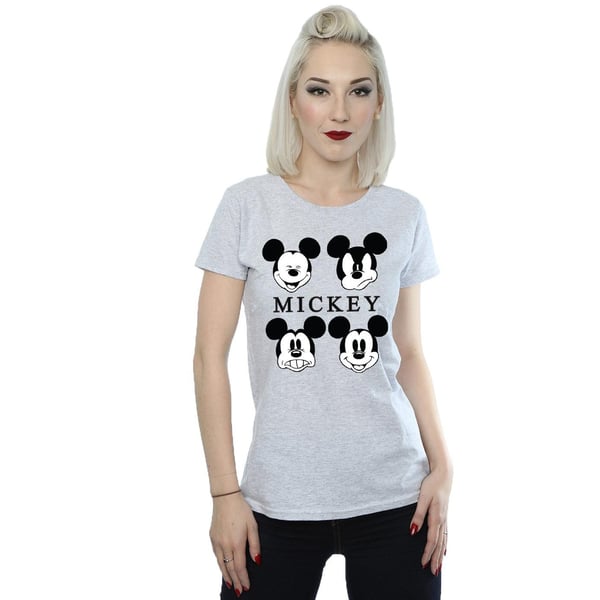 Disney Womens/Ladies Mickey Mouse Four Heads Cotton T-Shirt