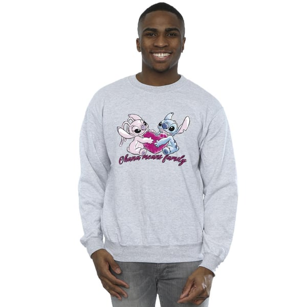 Disney Mens Lilo And Stitch Ohana Heart With Angel Sweatshirt