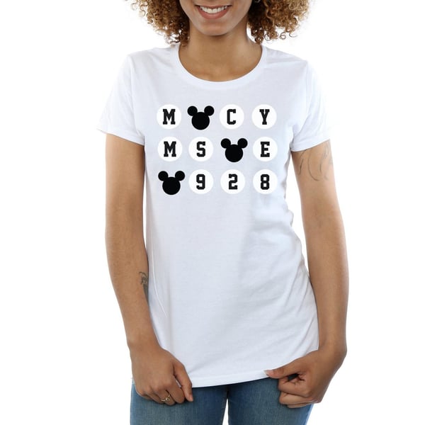Disney Womens/Ladies Mickey Mouse 1928 Circles Cotton T-Shirt