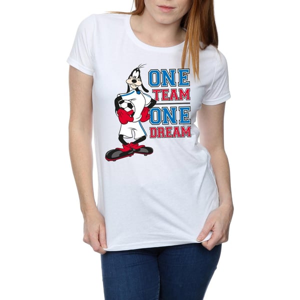 Disney Womens/Ladies Goofy One Team One Dream Cotton T-Shirt