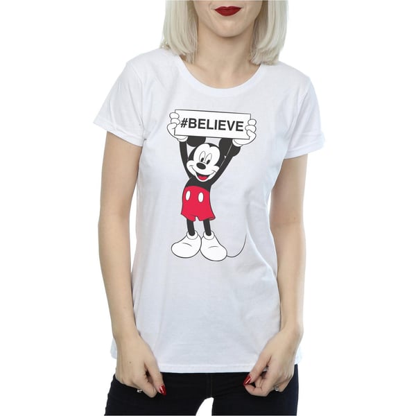 Disney Womens/Ladies Mickey MouseBelieve Cotton T-Shirt