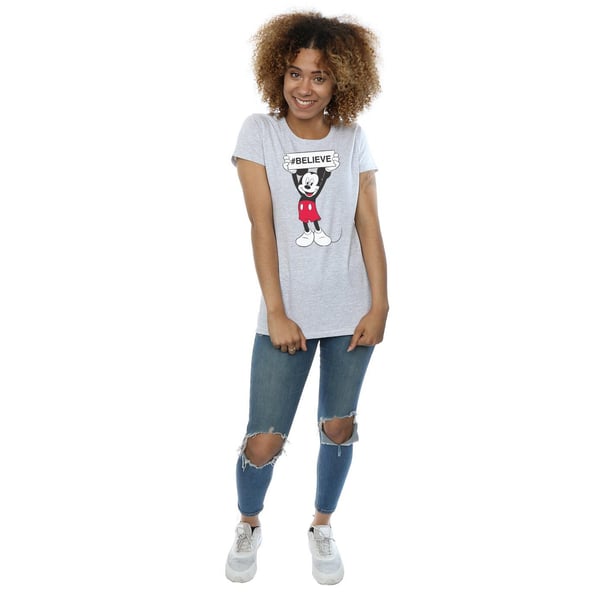 Disney Womens/Ladies Mickey MouseBelieve Cotton T-Shirt