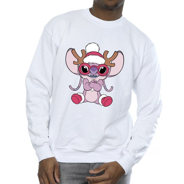 Disney Mens Lilo & Stitch Angel Reindeer Sweatshirt